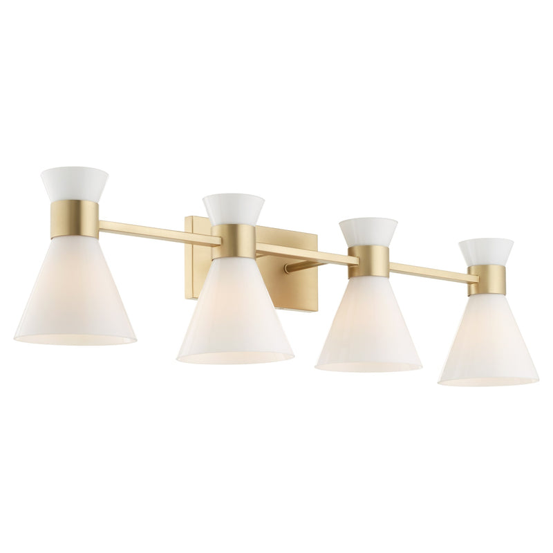Beldar 4 Light Vanity in Aged Brass