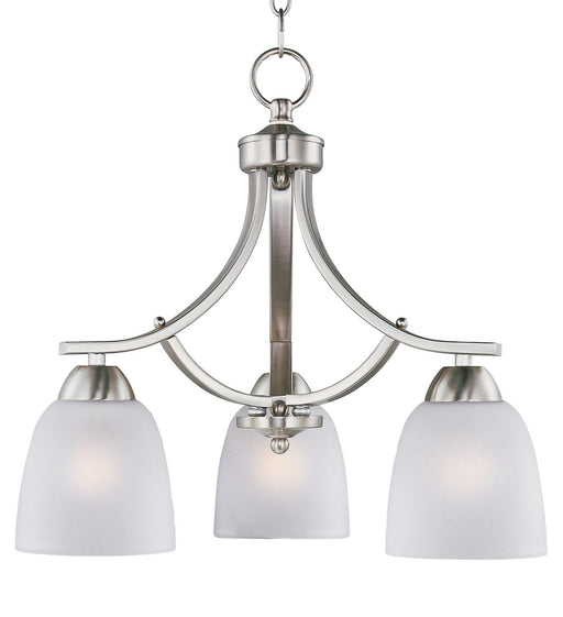Axis Three Light Chandelier in Satin Nickel