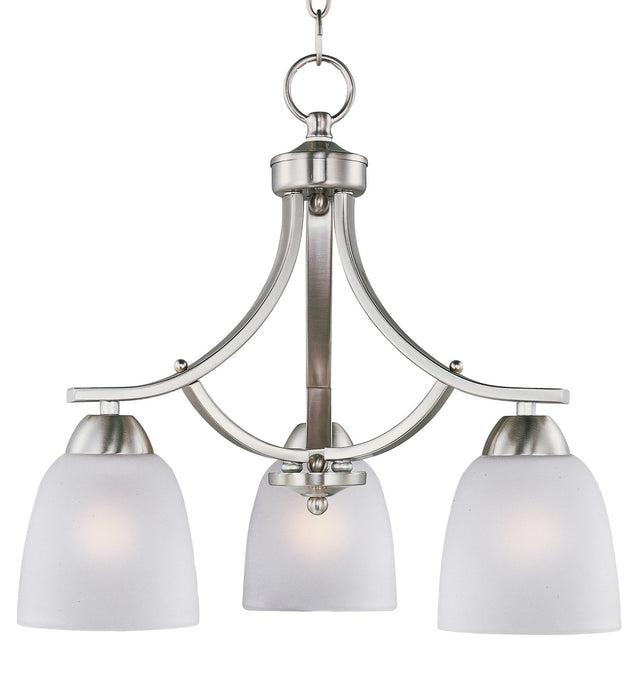 Axis Three Light Chandelier in Satin Nickel
