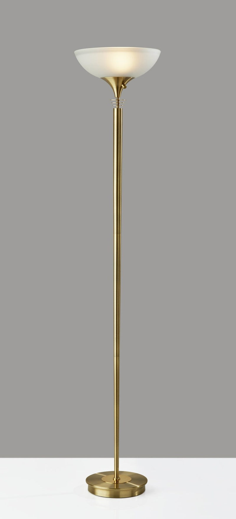 Metropolis 2-Light Torchiere Floor Lamp in Antique Brass