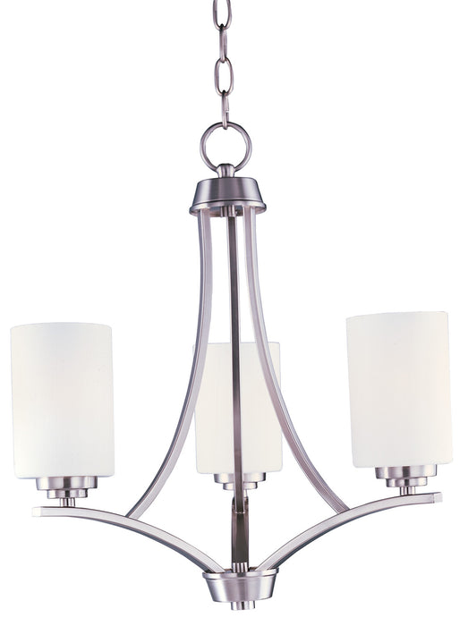 Deven Three Light Chandelier in Satin Nickel