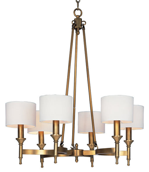 Fairmont Six Light Chandelier in Natural Aged Brass