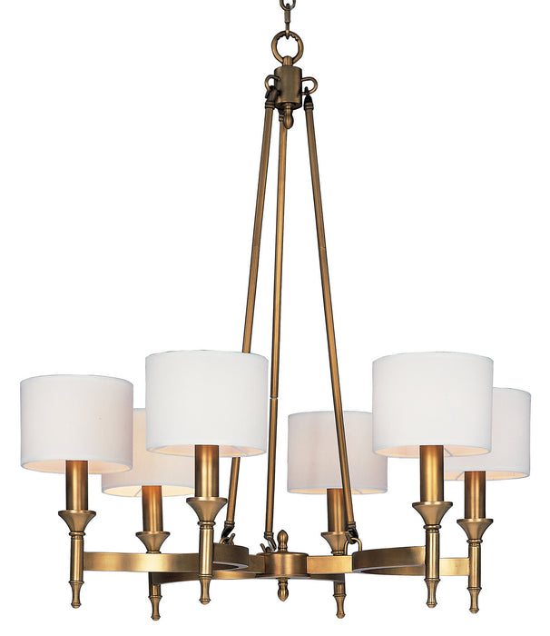 Fairmont Six Light Chandelier in Natural Aged Brass