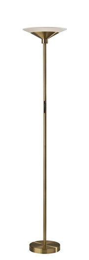 Solar LED Torchiere Floor Lamp in Antique Brass