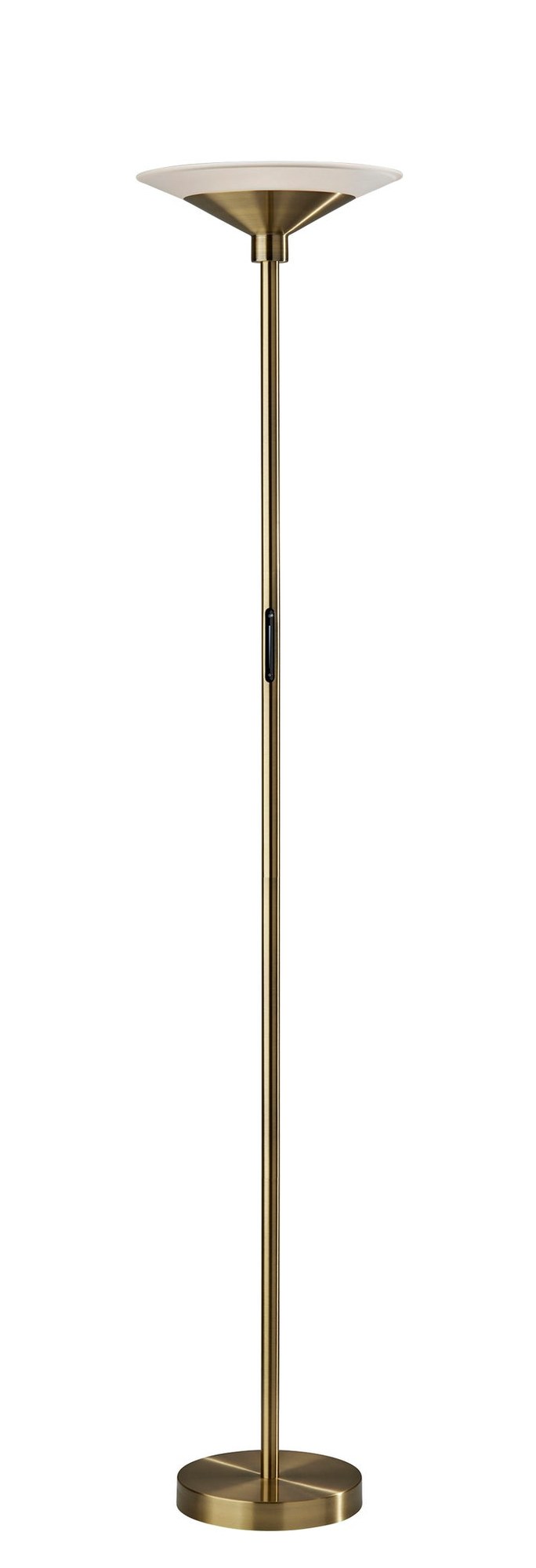 Solar LED Torchiere Floor Lamp in Antique Brass