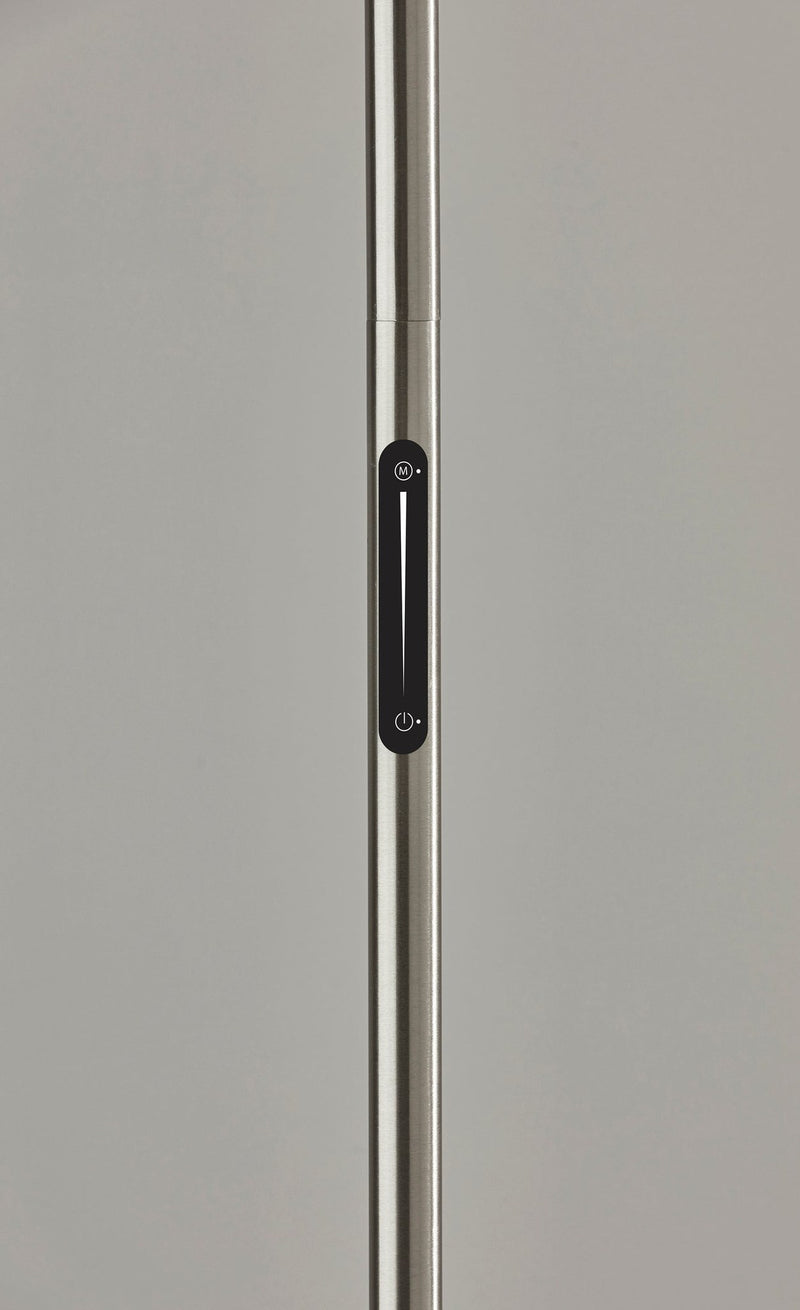 Solar LED Torchiere Floor Lamp in Brushed Steel