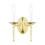 Williamsburgh 2-Light 9.5" Wall Sconce in Polished Brass