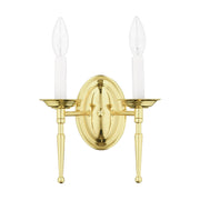 Williamsburgh 2-Light 9.5" Wall Sconce in Polished Brass