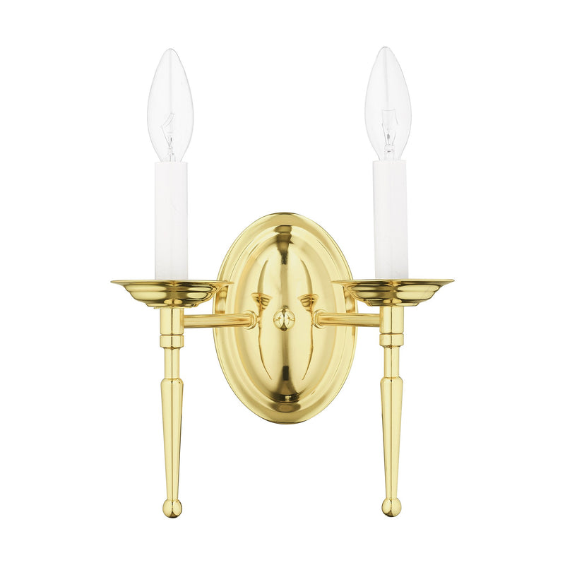 Williamsburgh 2-Light 9.5" Wall Sconce in Polished Brass