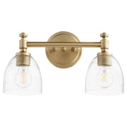 Rossington 2 Light Glass Vanity in Aged Brass