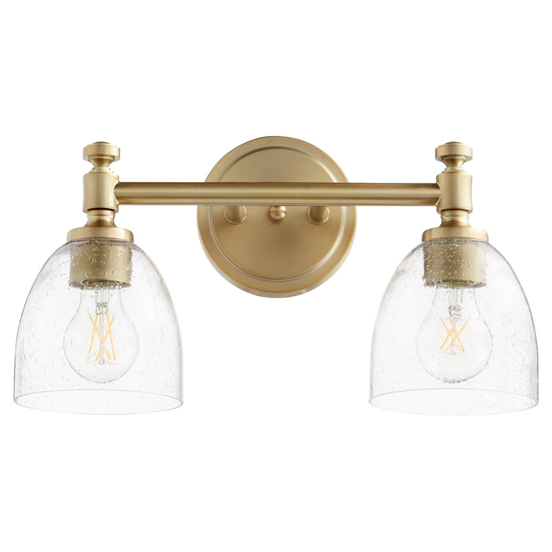 Rossington 2 Light Glass Vanity in Aged Brass