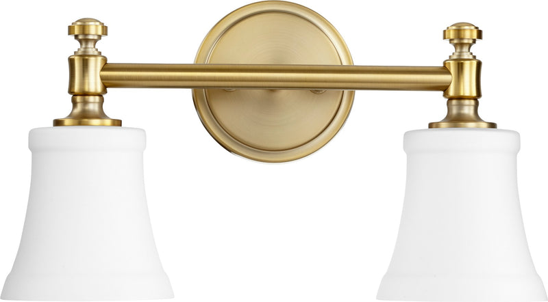 Rossington 2 Light Glass Vanity in Aged Brass