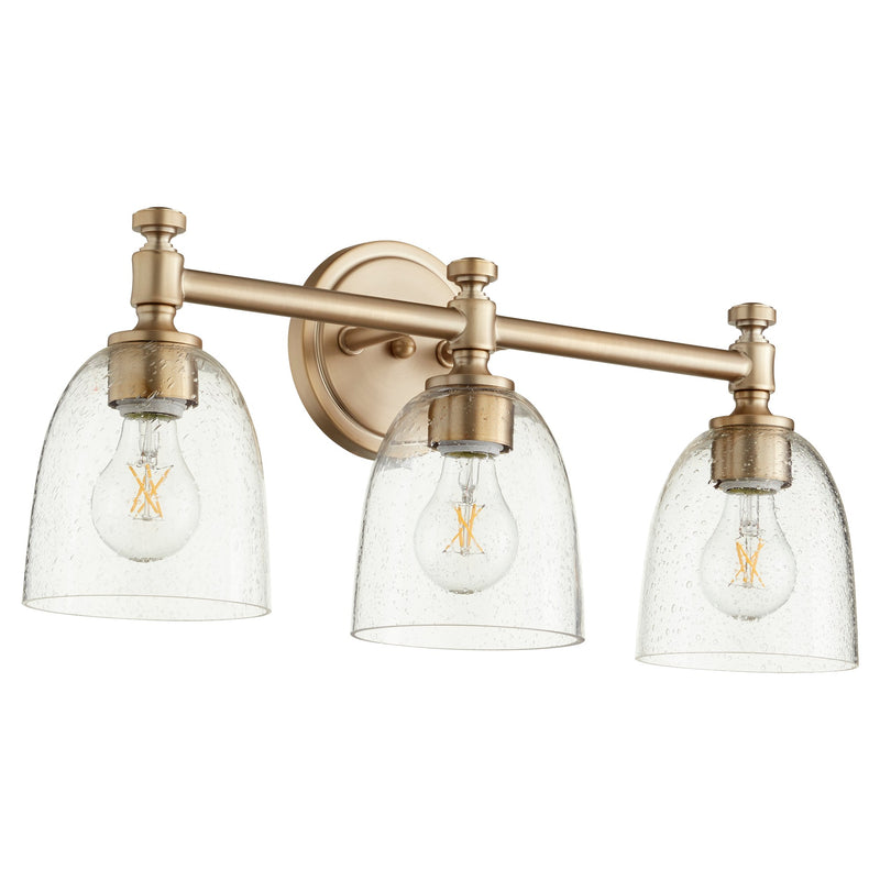 Rossington 3 Light Glass Vanity in Aged Brass