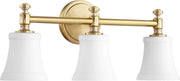 Rossington 3 Light Glass Vanity in Aged Brass