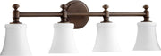 Rossington 4 Light Glass Vanity in Oiled Bronze