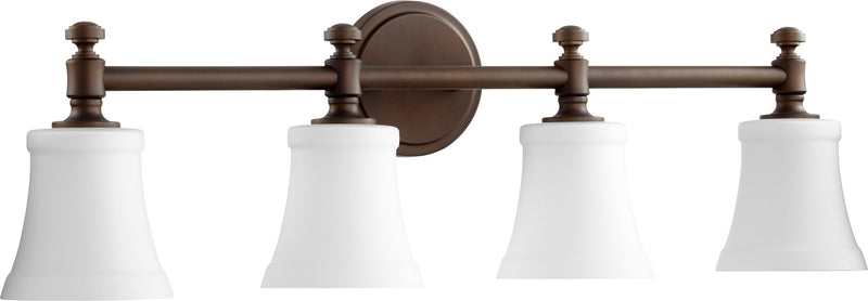 Rossington 4 Light Glass Vanity in Oiled Bronze