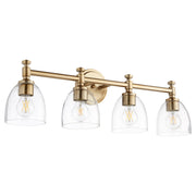 Rossington 4 Light Glass Vanity in Aged Brass