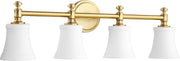 Rossington 4 Light Glass Vanity in Aged Brass