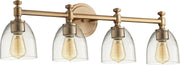 Rossington 4 Light Glass Vanity in Aged Brass