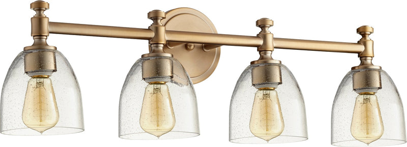 Rossington 4 Light Glass Vanity in Aged Brass