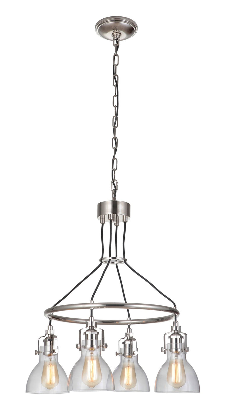 State House 4 Light 23.7" Chandelier in Polished Nickel