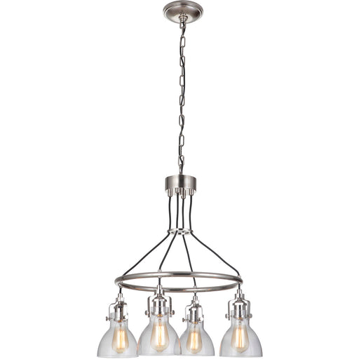 State House 4 Light 23.7" Chandelier in Polished Nickel