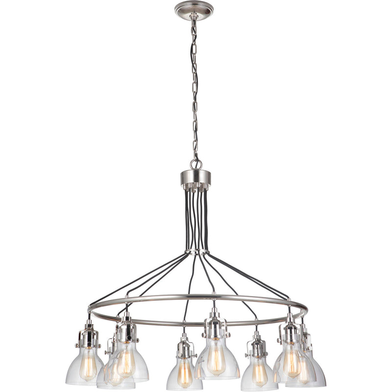 State House 8 Light 37.44" Chandelier in Polished Nickel