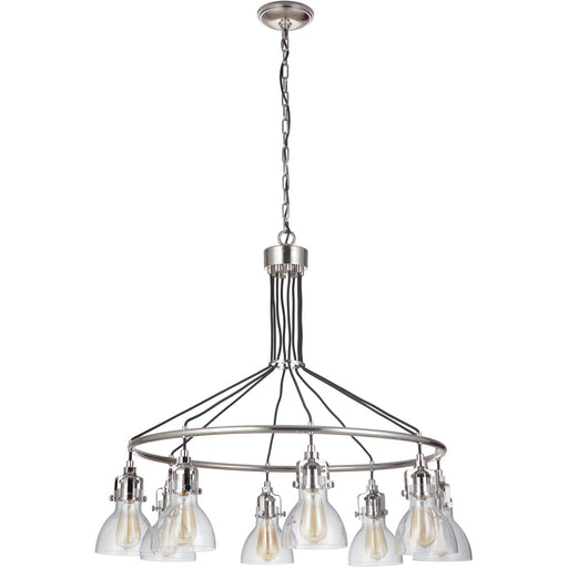 State House 8 Light 37.44" Chandelier in Polished Nickel