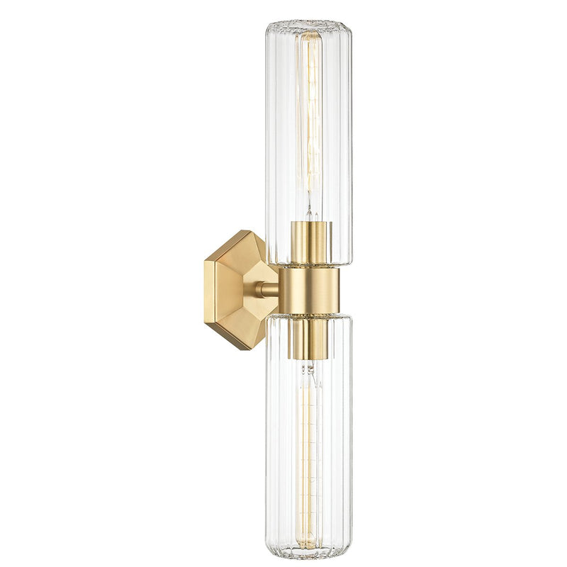 Roebling 2-Light Bath Vanity Light in Aged Brass