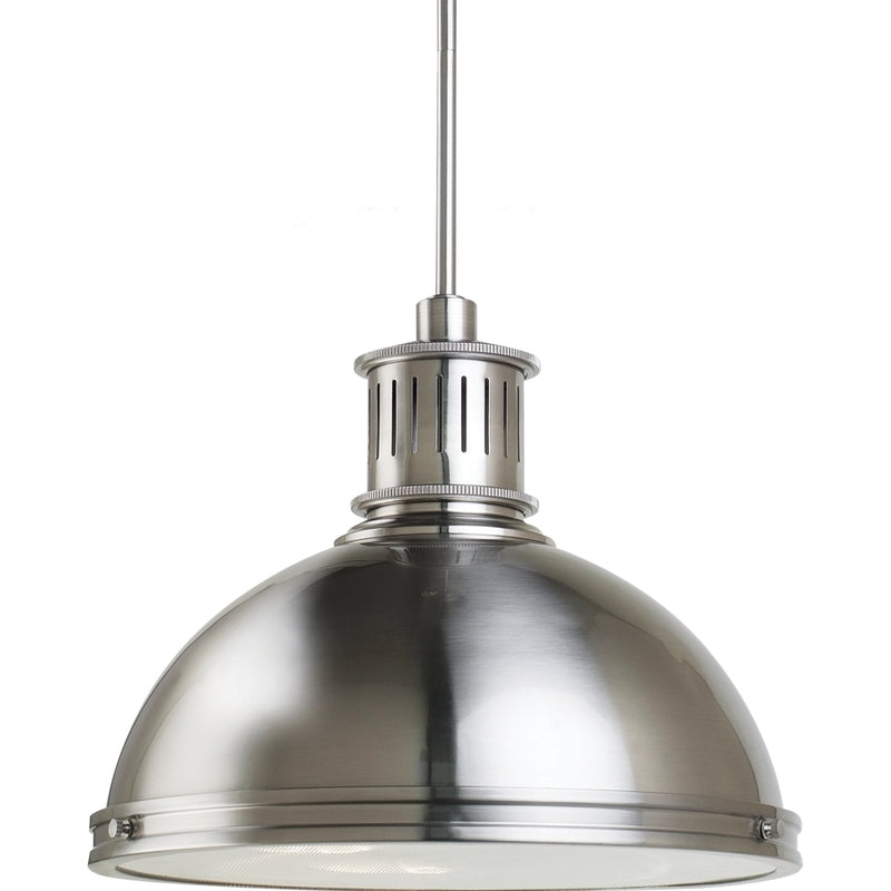 Pratt Street Metal Three Light Pendant in Brushed Nickel