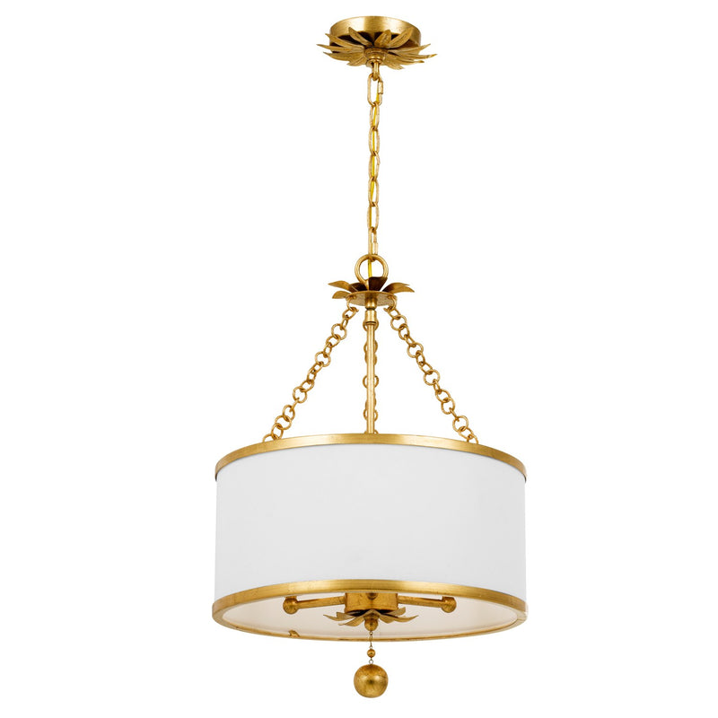Broche 3 Light 14" Chandelier in Antique Gold
