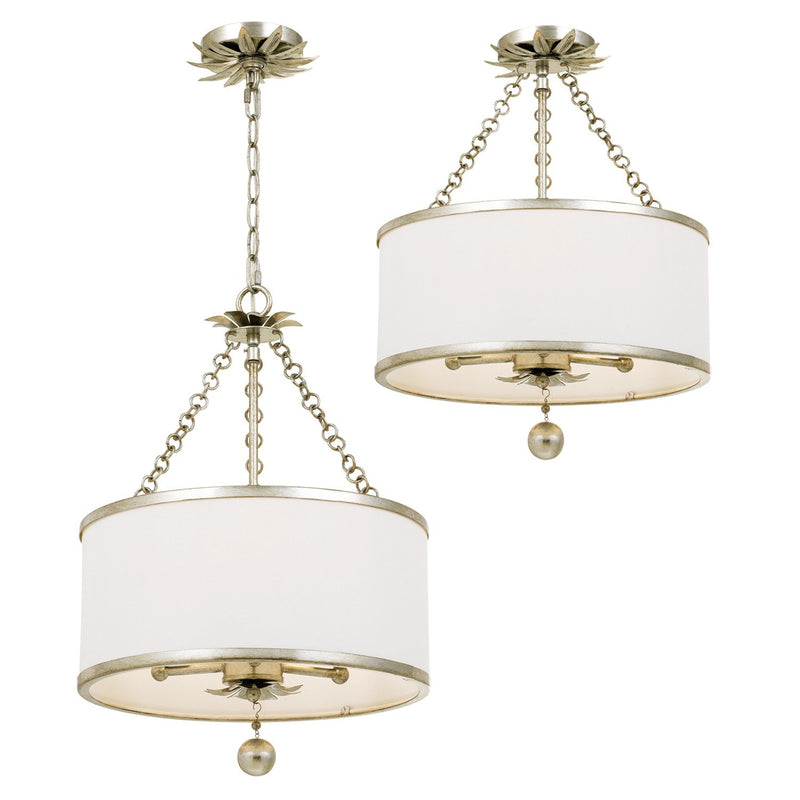 Broche 3 Light 14" Chandelier in Antique Silver