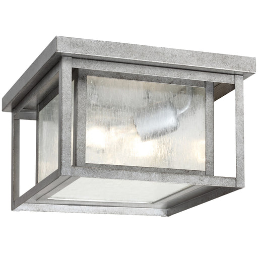 Hunnington Two Light Outdoor Flush Mount in Weathered Pewter