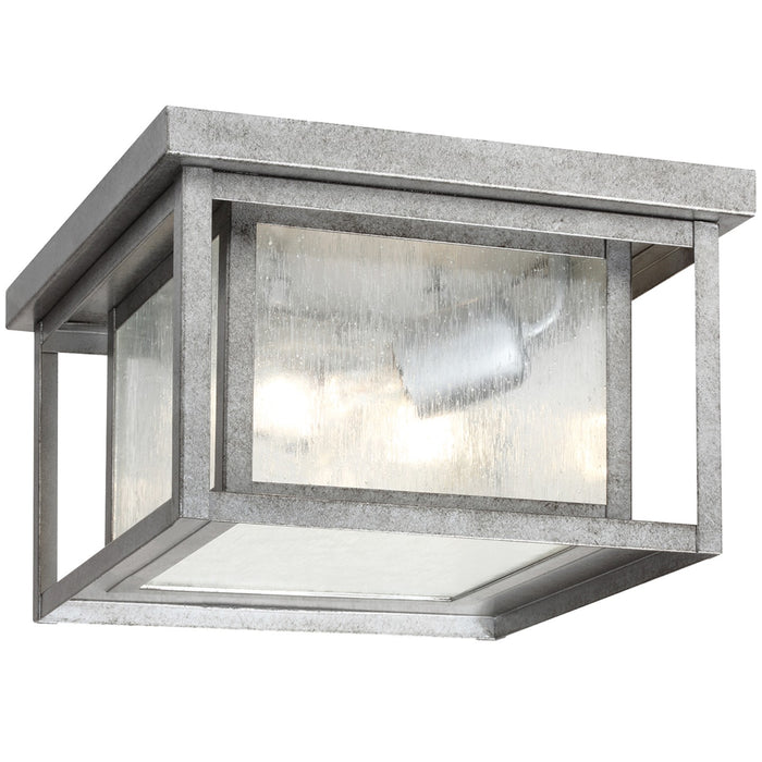 Hunnington Two Light Outdoor Flush Mount in Weathered Pewter
