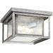 Hunnington Two Light Outdoor Flush Mount in Weathered Pewter