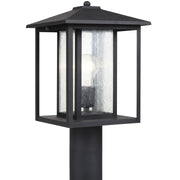 Hunnington Clear Seeded Outdoor Post Light in Black