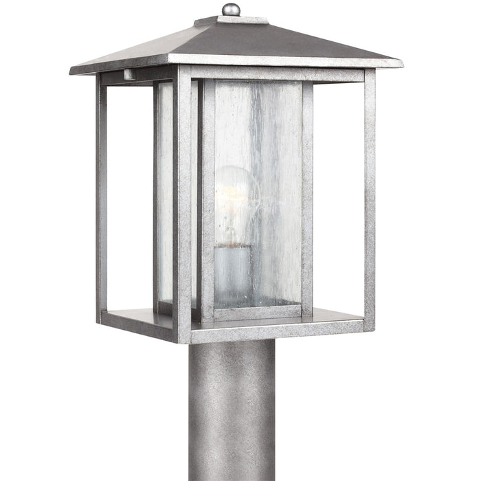 Hunnington One Light Outdoor Post Lantern in Weathered Pewter