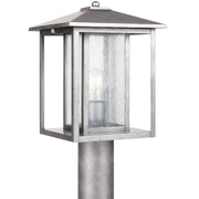 Hunnington Clear Seeded Outdoor Post Light in Weathered Pewter