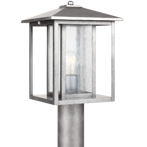 Hunnington Clear Seeded Outdoor Post Light in Weathered Pewter