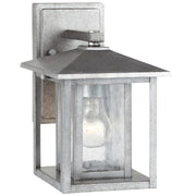 Hunnington Small Clear Seeded Outdoor Wall Lantern in Weathered Pewter