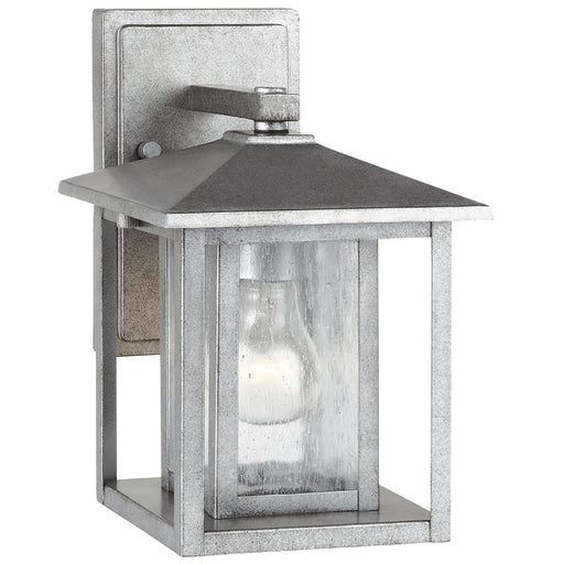 Hunnington Small Clear Seeded Outdoor Wall Lantern in Weathered Pewter
