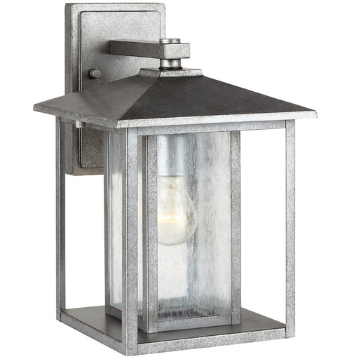 Hunnington Large Clear Seeded Outdoor Wall Lantern in Weathered Pewter