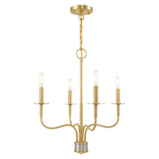Lisbon 4-Light Chandelier in Satin Brass with Brushed Nickel Accents