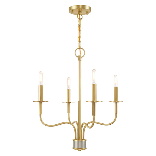 Lisbon 4-Light Chandelier in Satin Brass with Brushed Nickel Accents