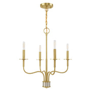 Lisbon 4-Light Chandelier in Satin Brass with Brushed Nickel Accents
