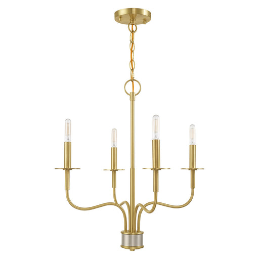 Lisbon 4-Light Chandelier in Satin Brass with Brushed Nickel Accents