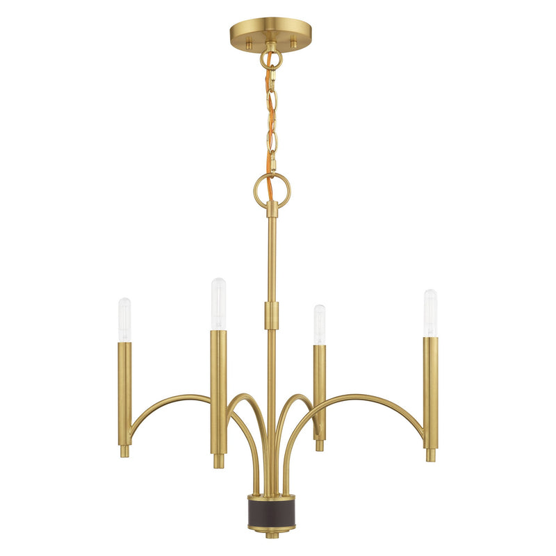 Wisteria 4-Light Chandelier in Satin Brass with Bronze Accents