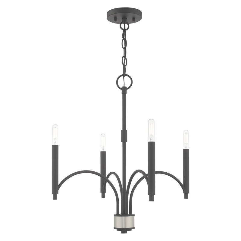 Wisteria 4-Light Chandelier in Scandinavian Gray with Brushed Nickel Accents