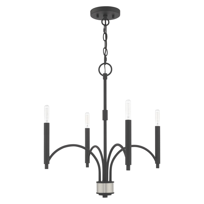 Wisteria 4-Light Chandelier in Scandinavian Gray with Brushed Nickel Accents