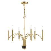 Wisteria 6-Light Chandelier in Satin Brass with Bronze Accents